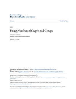 Fixing Numbers of Graphs and Groups Courtney Gibbons Hamilton College, Crgibbon@Hamilton.Edu