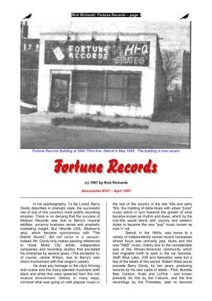 Rick Richards' Fortune Records – Page 1