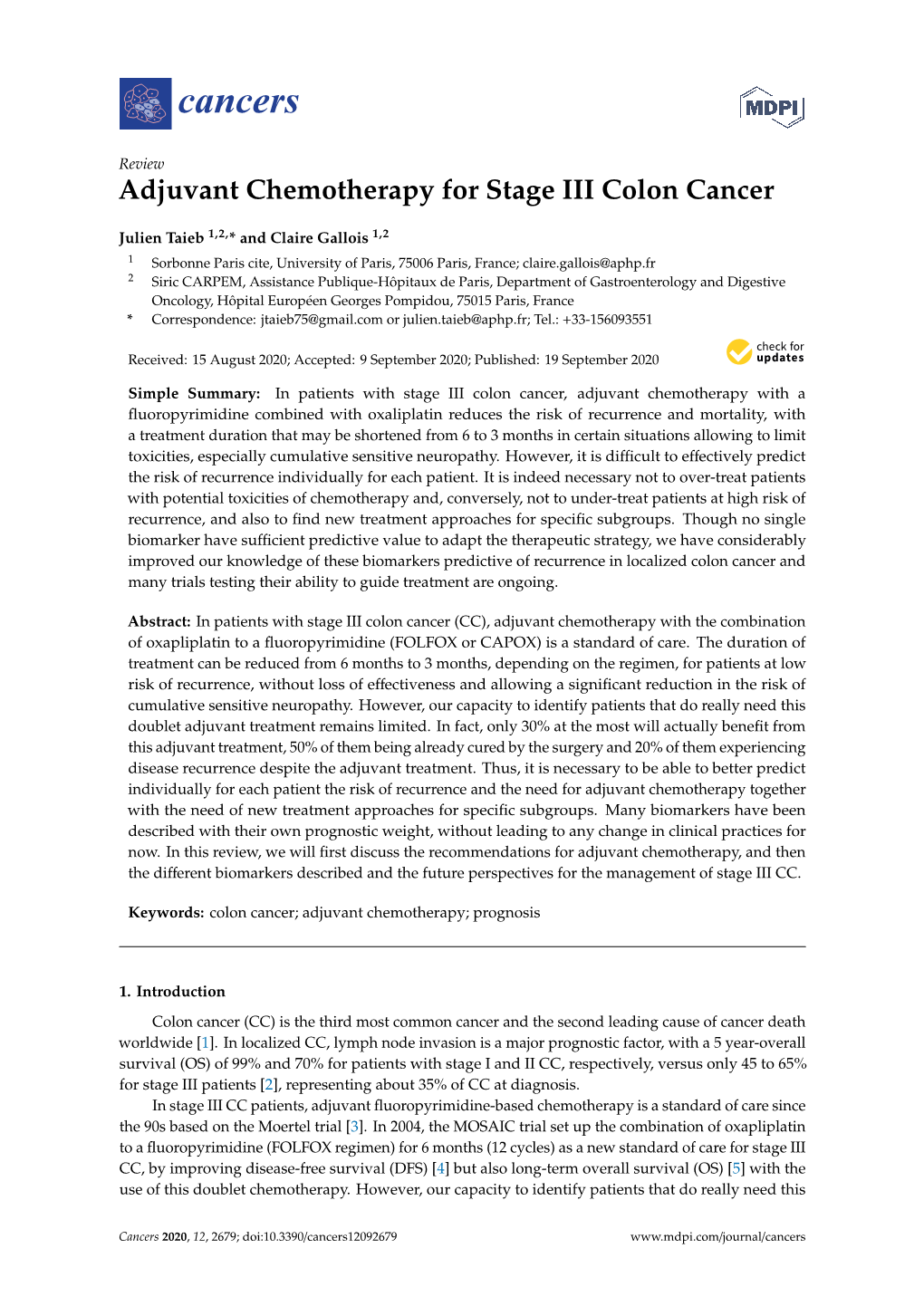 Adjuvant Chemotherapy for Stage III Colon Cancer