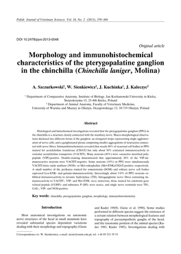 Morphology and Immunohistochemical Characteristics of the Pterygopalatine Ganglion in the Chinchilla (Chinchilla Laniger, Molina)