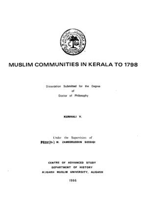 Muslim Communities in Kerala to 1798