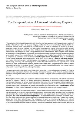 The European Union: a Union of Interfering Empires Written by Goran Ilik