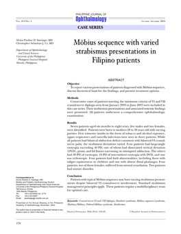 Möbius Sequence with Varied Strabismus Presentations in Filipino Patients