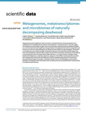 Metagenomes, Metatranscriptomes and Microbiomes of Naturally