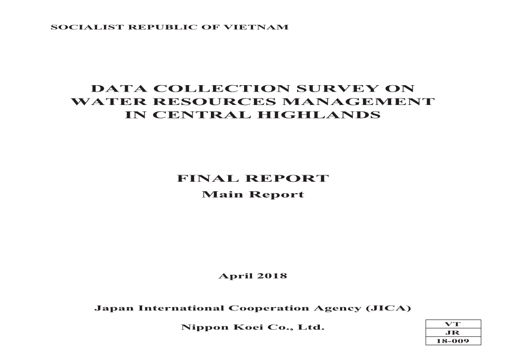 Data Collection Survey on Water Resources Management in Central Highlands