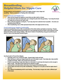 Breastfeeding Helpful Hints for Nipple Care