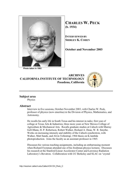 Interview with Charles W. Peck