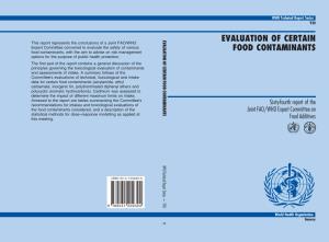 Evaluation of Certain Food Contaminants A
