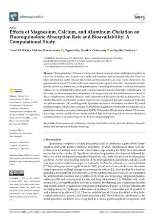 Effects of Magnesium, Calcium, and Aluminum Chelation on Fluoroquinolone Absorption Rate and Bioavailability: a Computational Study