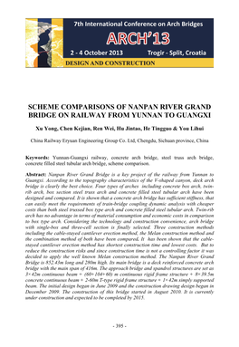 Scheme Comparisons of Nanpan River Grand Bridge on Railway from Yunnan to Guangxi