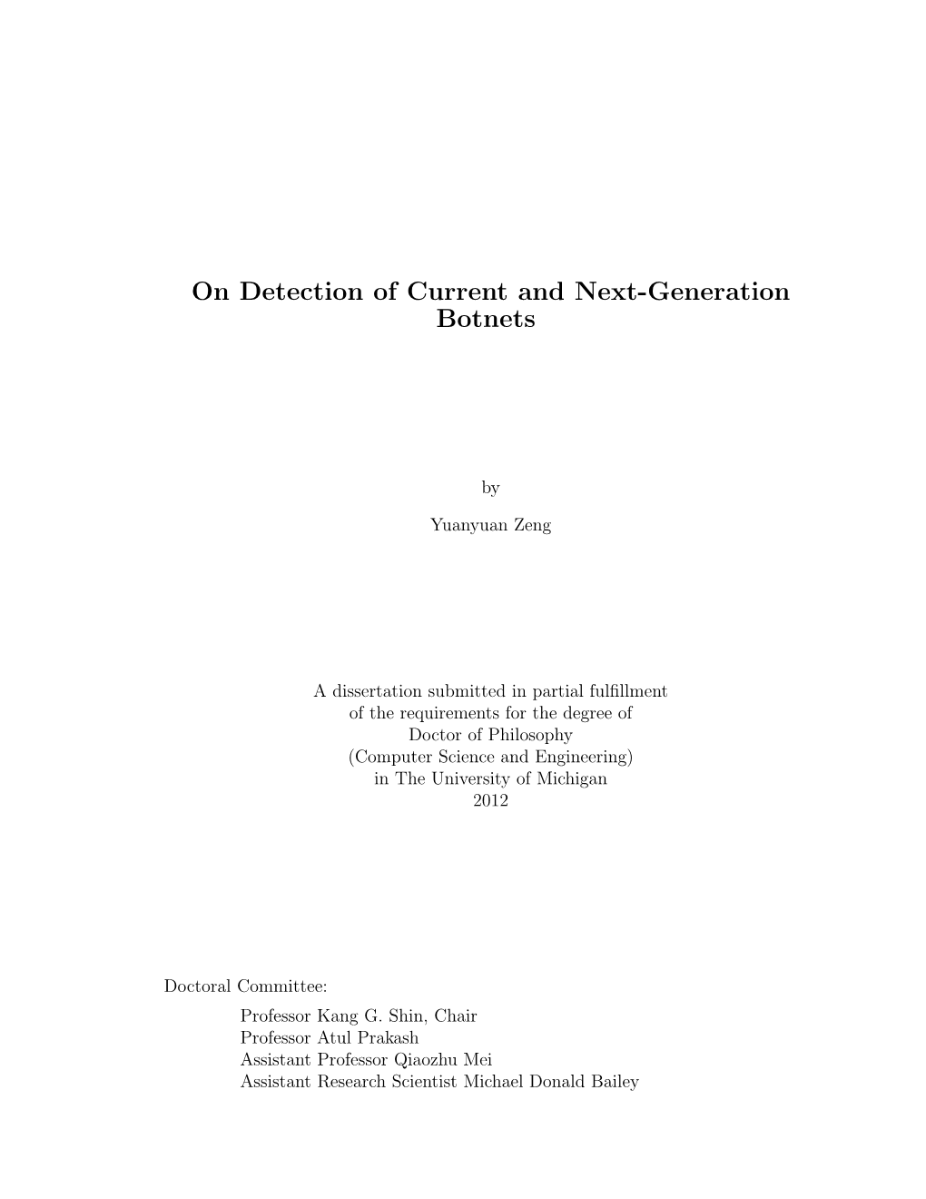 On Detection of Current and Next-Generation Botnets