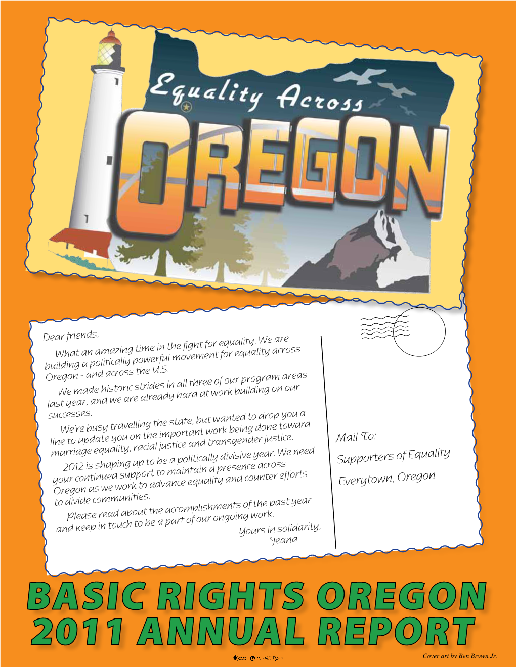 Basic Rights Oregon 2011 Annual Report Cover Art by Ben Brown Jr