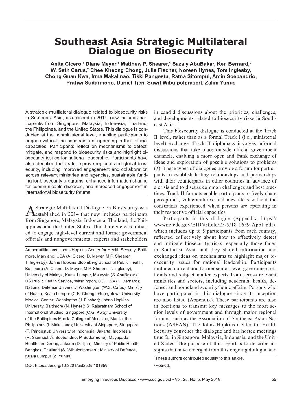 Southeast Asia Strategic Multilateral Dialogue on Biosecurity