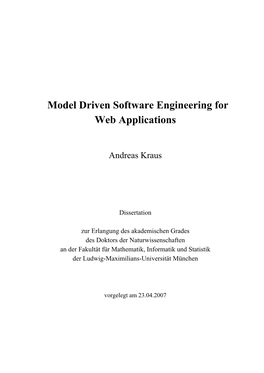 Model Driven Software Engineering for Web Applications
