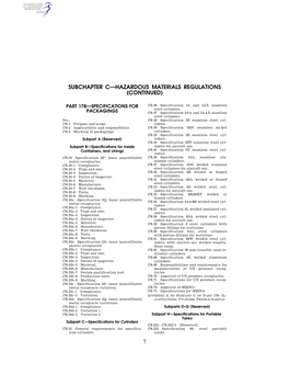 Subchapter C—Hazardous Materials Regulations (Continued)