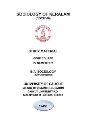 Sociology of Keralam (Sgy4b06)