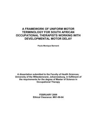 A Framework of Uniform Motor Terminology for Occupational