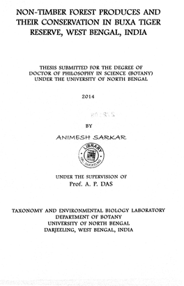 Non-Timber Forest Produces and Their Conservation in Buxa Tiger Reserve, West Bengal, India