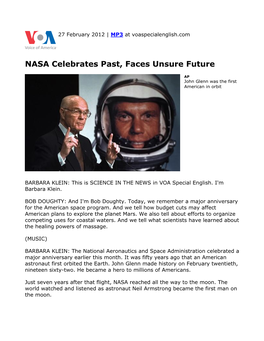 NASA Celebrates Past, Faces Unsure Future