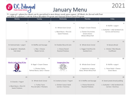 January Menu V= Vegan Gf = Gluten Free Meals Can Be Specialized to Meet Dietary Needs Upon Request