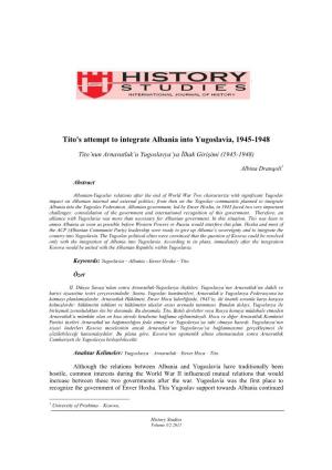 Tito's Attempt to Integrate Albania Into Yugoslavia, 1945-1948