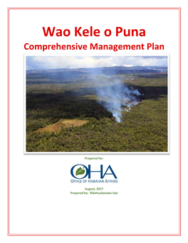 Wao Kele O Puna Comprehensive Management Plan
