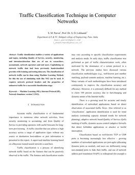 Traffic Classification Technique in Computer Networks