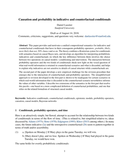 Causation and Probability in Indicative and Counterfactual Conditionals