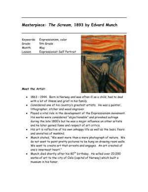 Masterpiece: the Scream, 1893 by Edvard Munch