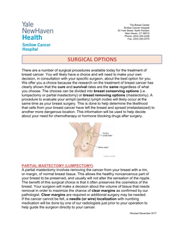 Surgical Options for Breast Cancer