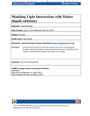 Modeling Light Interactions with Matter (Liquid Solutions)