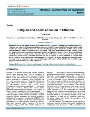 Religion and Social Cohesion in Ethiopia