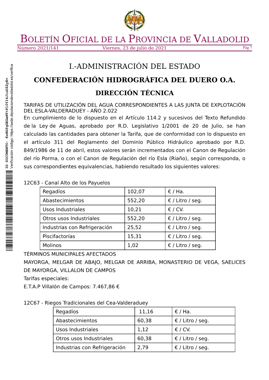 BOLETÍN OFICIAL DE LA PROVINCIA DE VALLADOLID Número 2021/141 Viernes, 23 De Julio De 2021 Pág 7