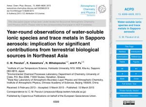 Water-Soluble Ionic Species and Trace Metals in Sapporo Aerosols