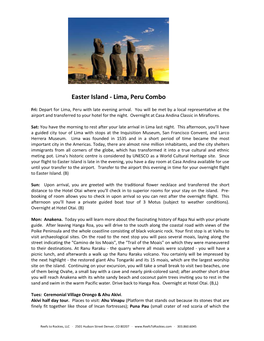 Easter Island - Lima, Peru Combo