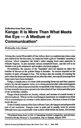 Kanga: It Is More Than What Meets the Eye — a Medium of Communication*