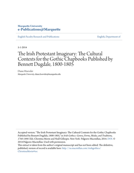 The Irish Protestant Imaginary: the Cultural Contexts for the Gothic Chapbooks