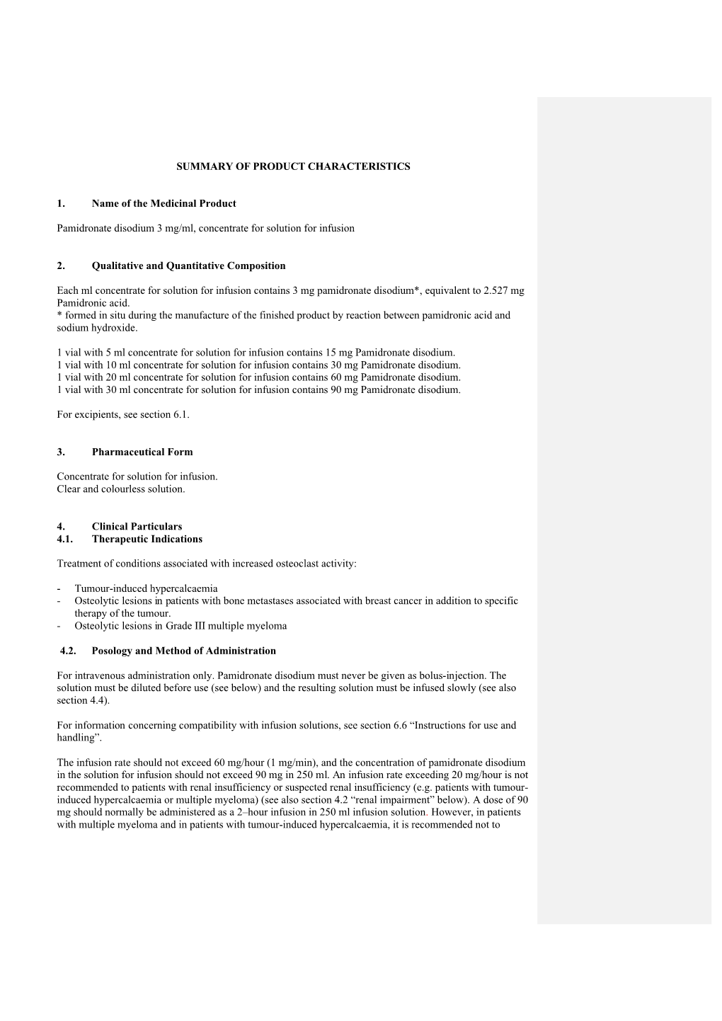 SUMMARY of PRODUCT CHARACTERISTICS 1. Name Of