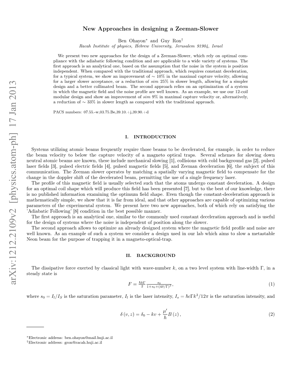 Arxiv:1212.2109V2 [Physics.Atom-Ph] 17 Jan 2013