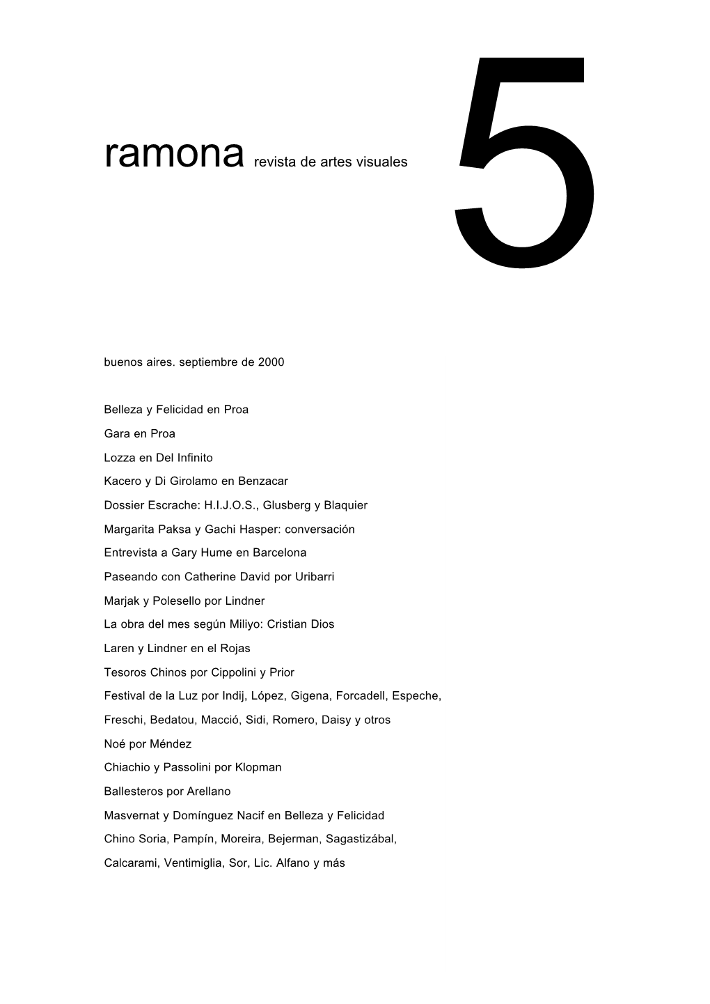 Ramona Revista De Artes Visuales 5 Buenos Aires