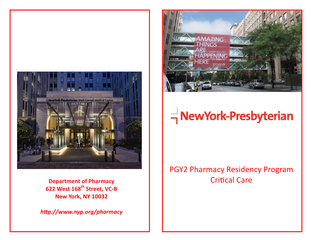 PGY2 Pharmacy Residency Program Critical Care