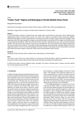 Trailer Trash” Stigma and Belonging in Florida Mobile Home Parks