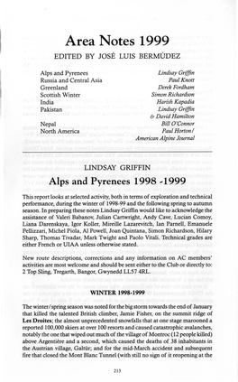 Area Notes 1999 EDITED by JOSE LUIS BERMUDEZ