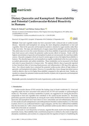 Dietary Quercetin and Kaempferol: Bioavailability and Potential Cardiovascular-Related Bioactivity in Humans