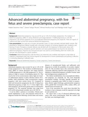 Advanced Abdominal Pregnancy, with Live Fetus and Severe Preeclampsia
