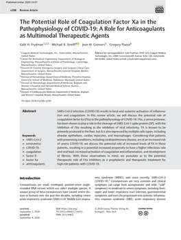 The Potential Role of Coagulation Factor Xa in the Pathophysiology of COVID-19: a Role for Anticoagulants As Multimodal Therapeutic Agents