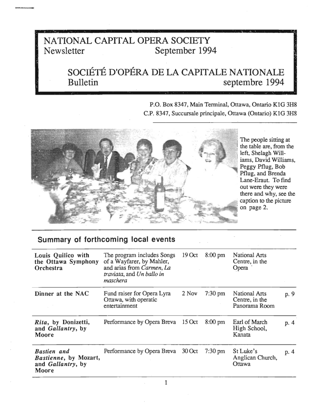 Newsletter September 1994 Bulletin Septembre 1994