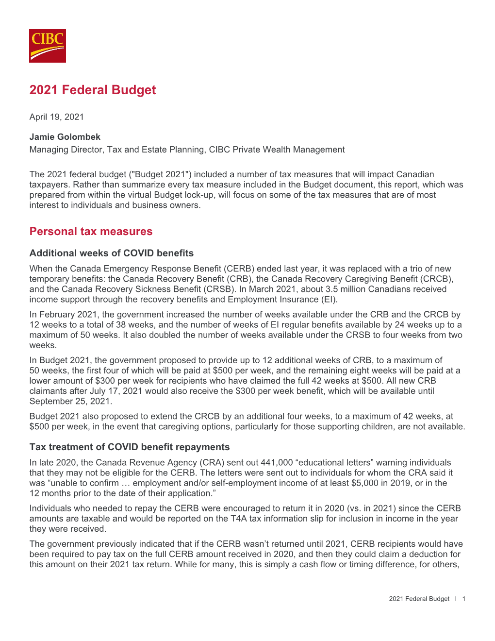 2021 Federal Budget