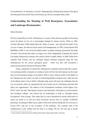 Understanding the Meaning of Wolf Resurgence. Ecosemiotics and Landscape Hermeneutics