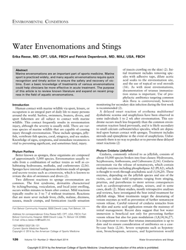 Water Envenomations and Stings